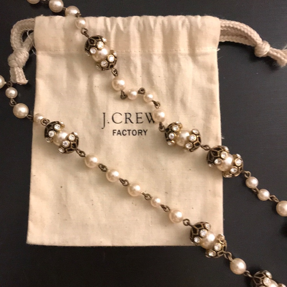 J. Crew Factory pearl and gold statement necklace